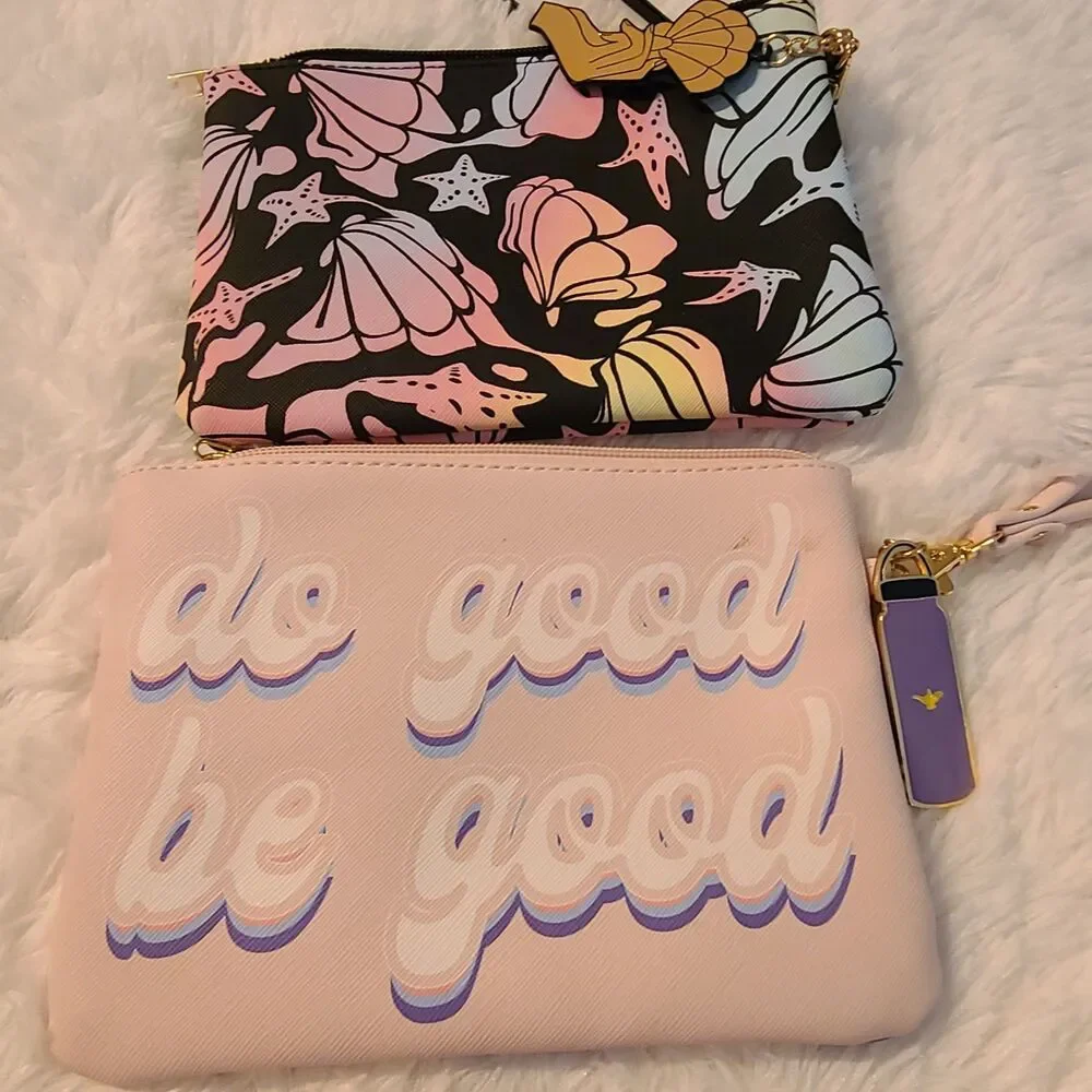 Disney Princess Ariel Little Mermaid & Jasmine Aladdin Cosmetic Bag Purse Lot 2